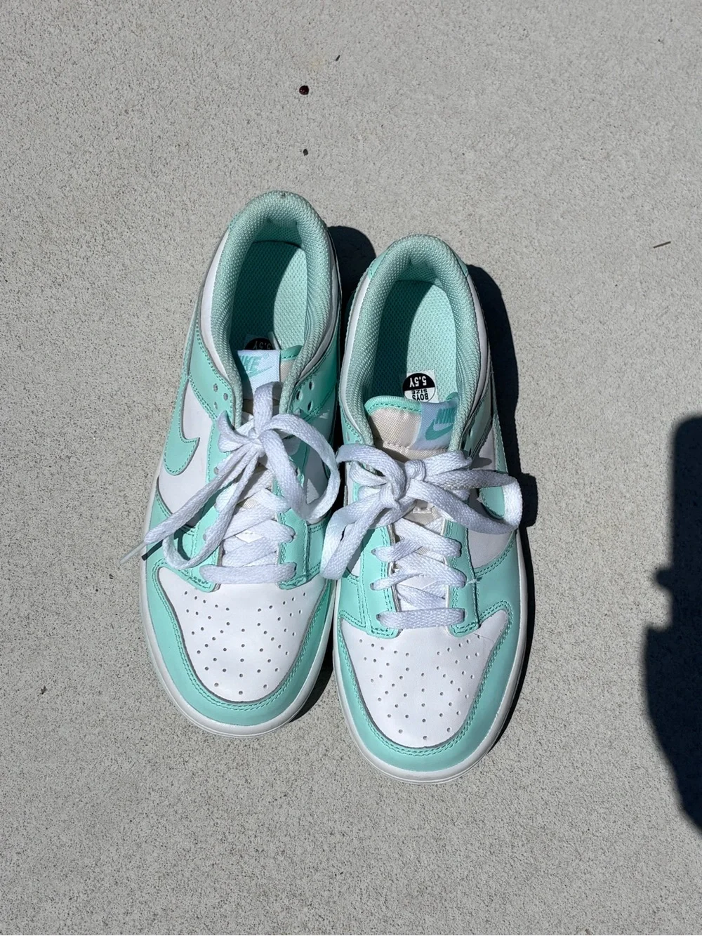 Nike Kids Low-Top Sneakers in Mint Green and White